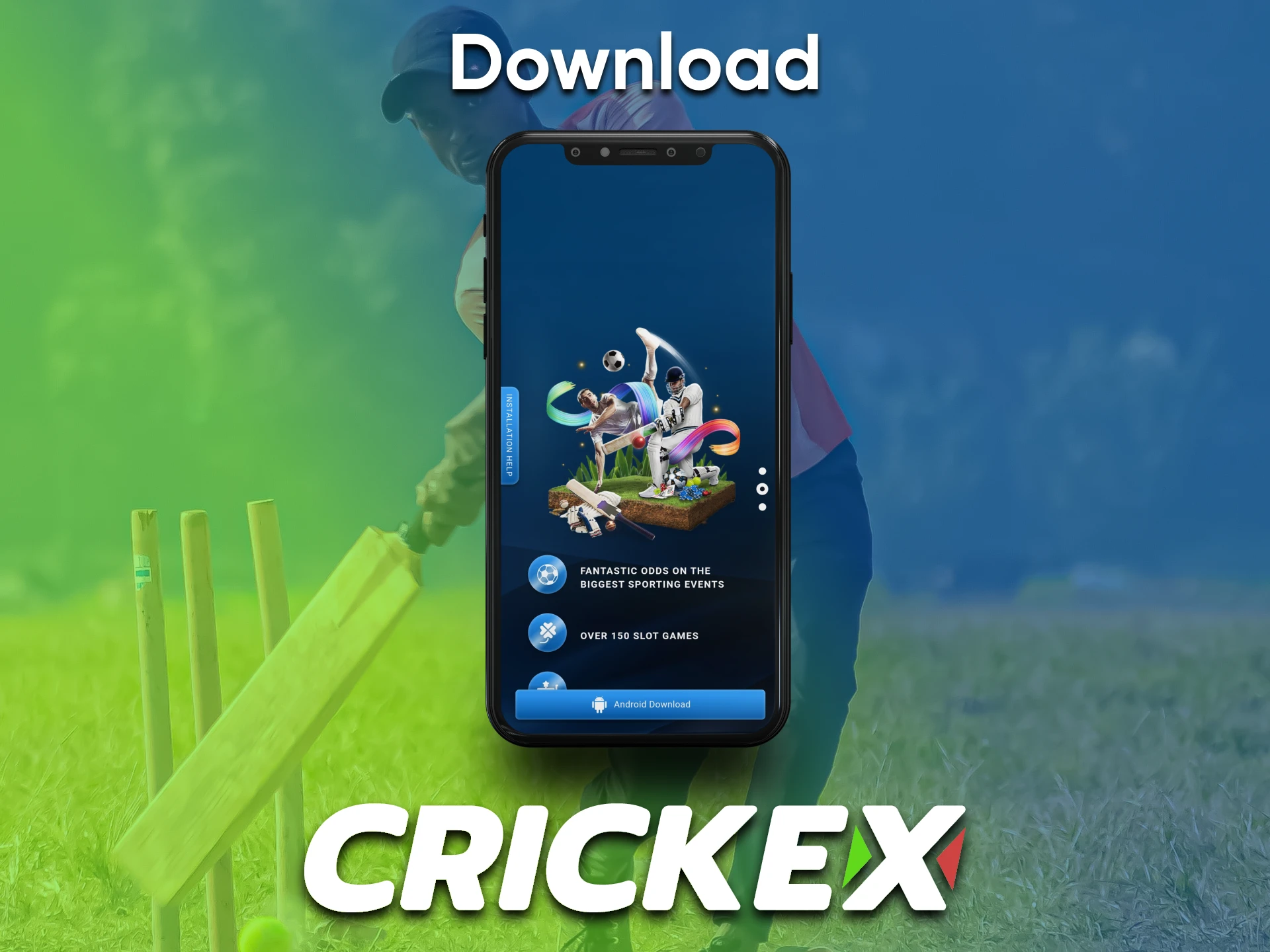 To download the Crickex application, you need to go to the desired section.