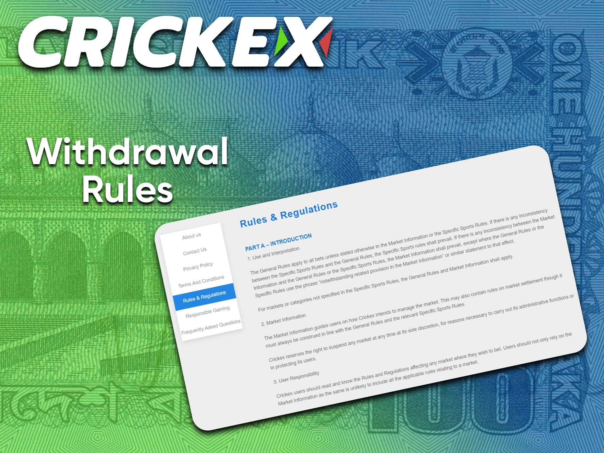 Follow the necessary conditions for withdrawing funds from Crickex.