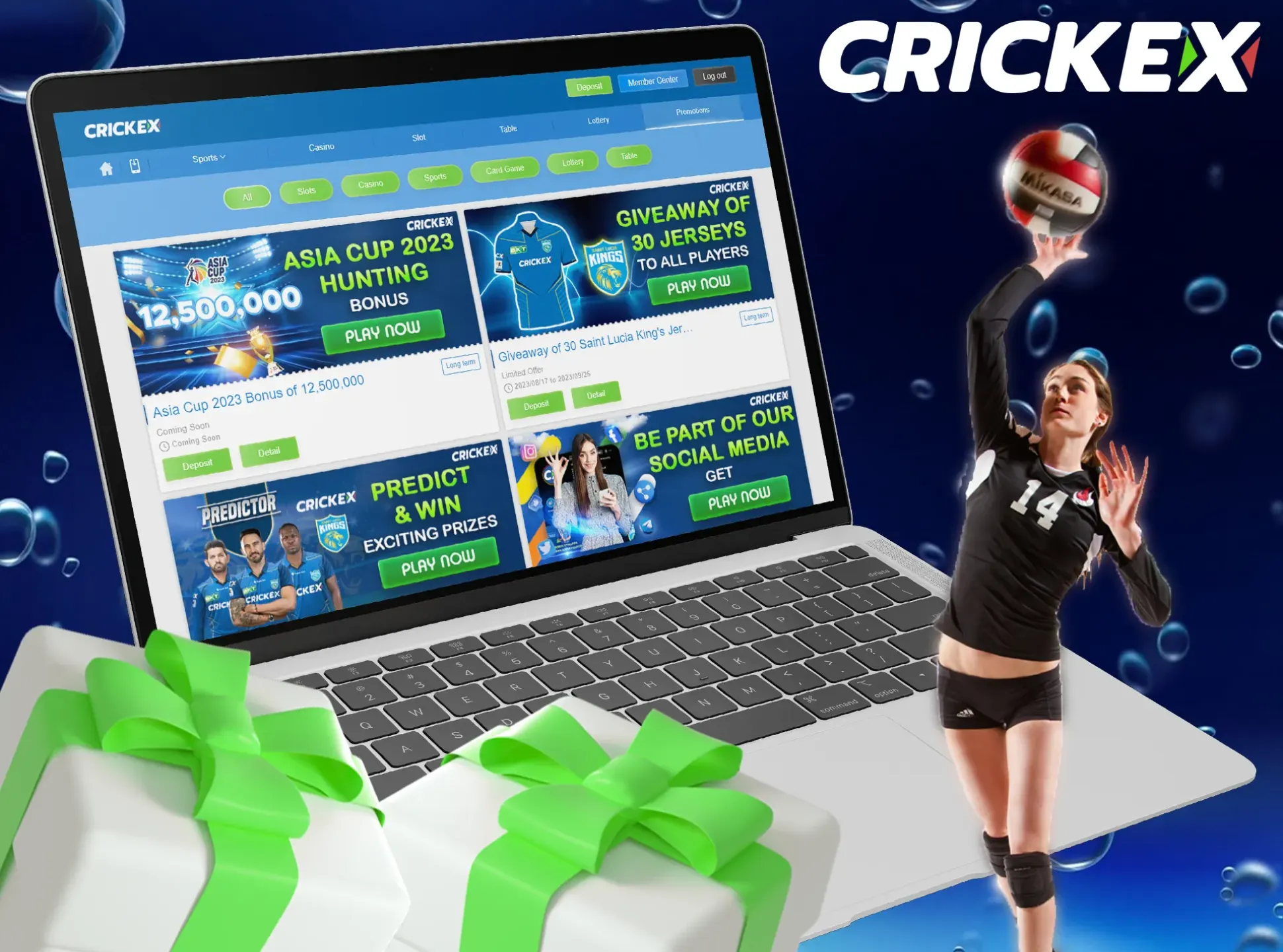 Make bets on volleyball matches and win additional money with Crickex bonuses.