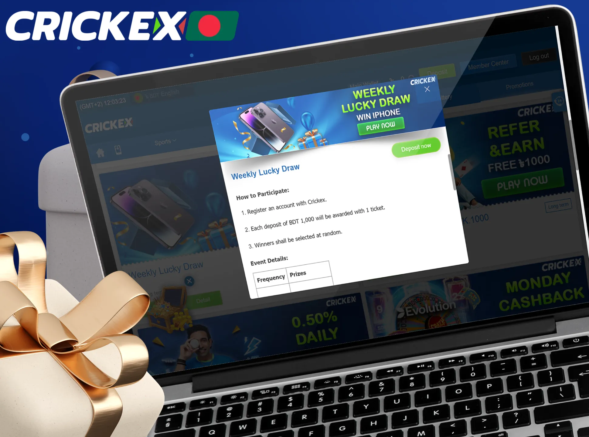 Visit Crickex website each week for additional tennis betting reward.