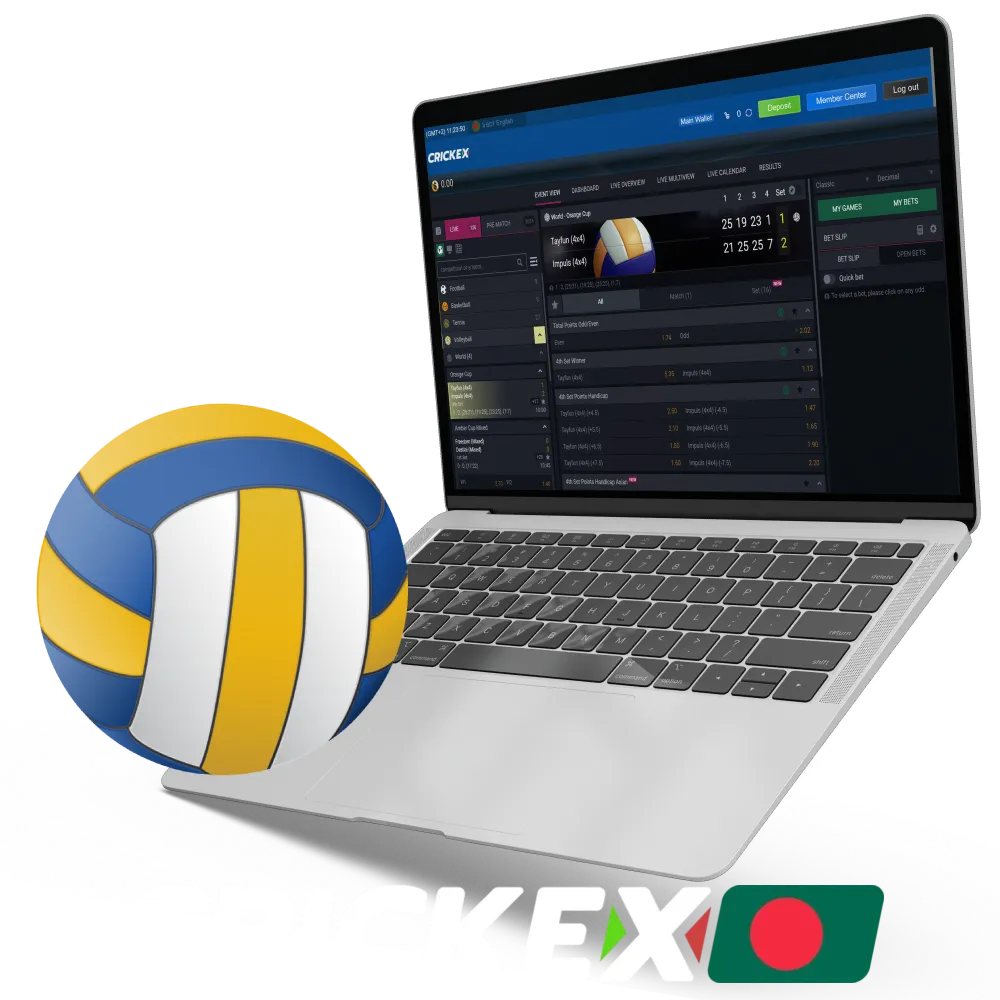 Make bets on volleyball matches at the Crickex.