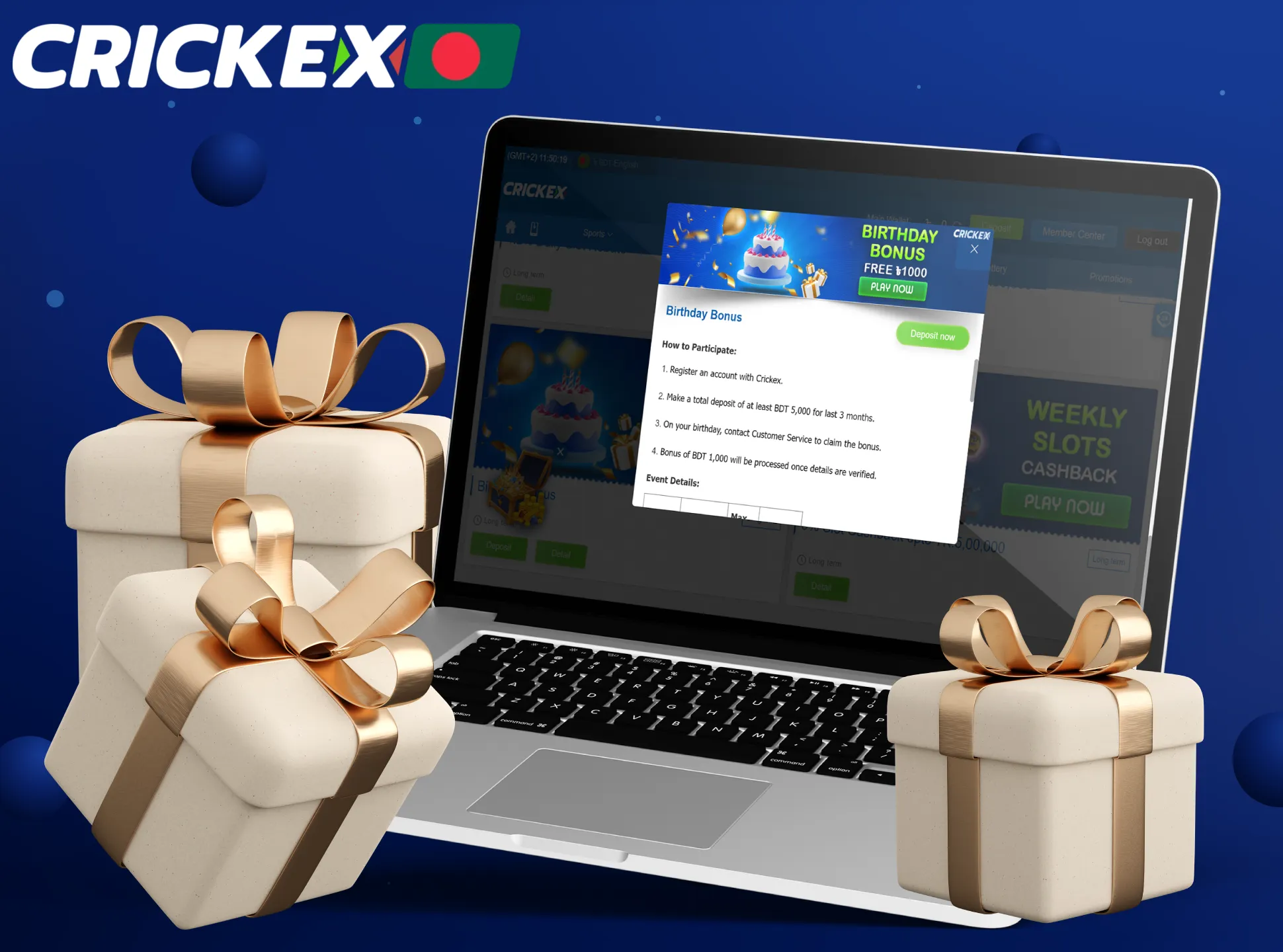Crickex provides a birthday bonus for volleyball betting.
