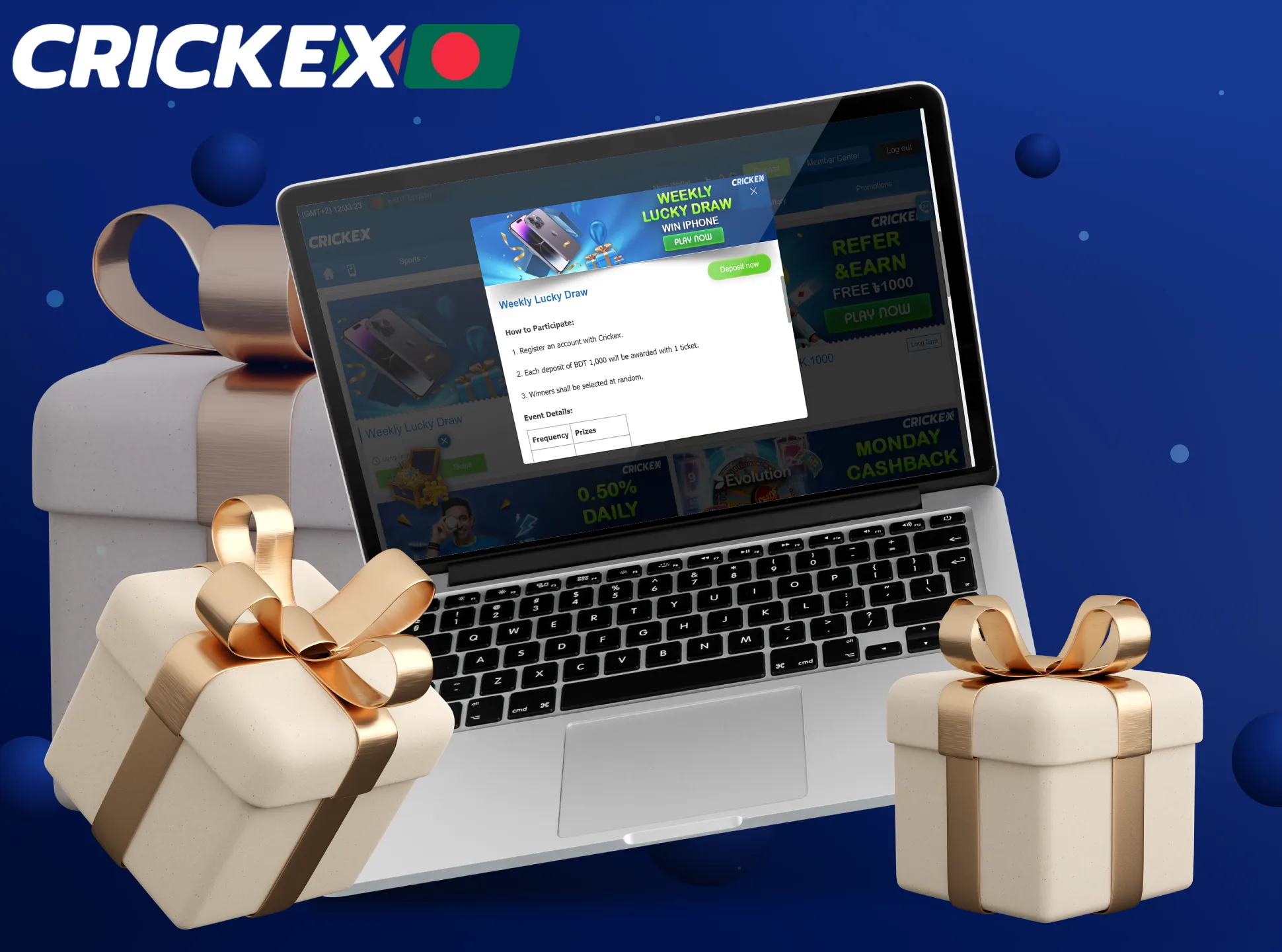 Try yourself in a volleyball betting with the Crickex lucky draw bonus.